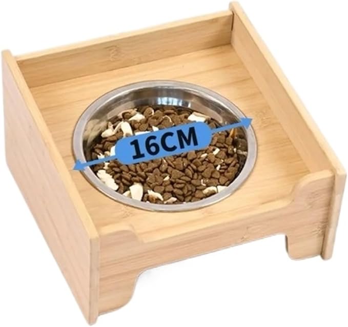 1pcs Stainless Steel Pet Bowl with Bamboo Stand (Cats & Dogs)