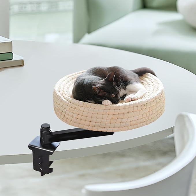Cat Desk Bed,Cat Perch 360° Rotating Stand Accessory Furniture Black for Office Desktop Indoor Home