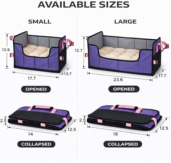 Pet Life ® 'Travel-Nest' Innovative Portable Travel Folding or Collapsible Cat and Dog Bed with Carrying Handle
