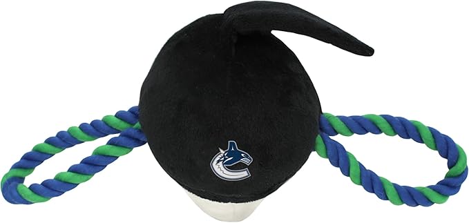 NHL Vancouver Canucks Mascot Toy for Dogs & Cats. Cute & Entertaining Face with Heavy-Duty Ropes. 7" Chewy Cartoon Toy with Inner Squeaker