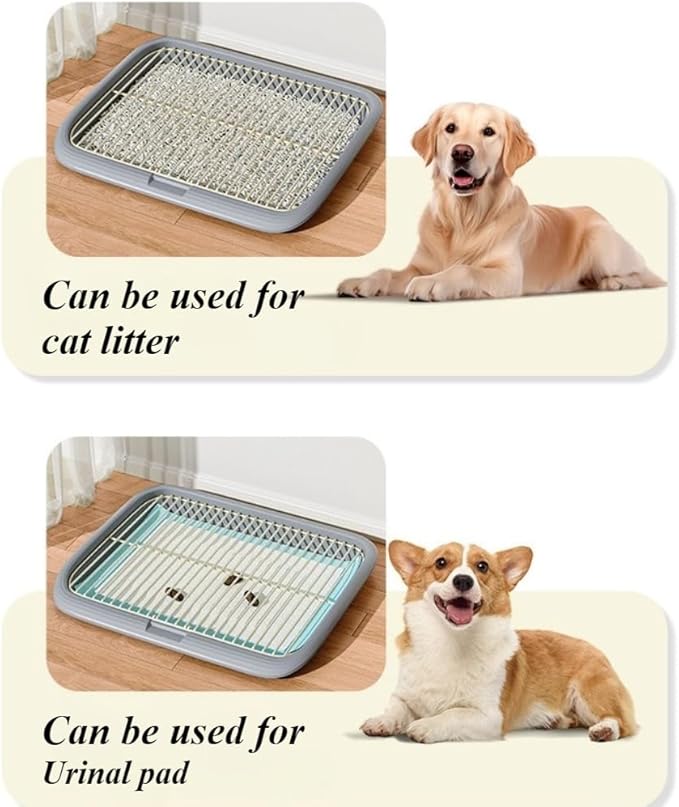Dog Potty Tray Indoor Pet Pee Pad Holder for Small & Medium Dogs, Puppy Training Pad Holder, Pet Toilet Litter Box, Dog Bathroom Tray, Housebreaking Potty Supplies 17.72''LX12.99''WX1.97''H(Green)