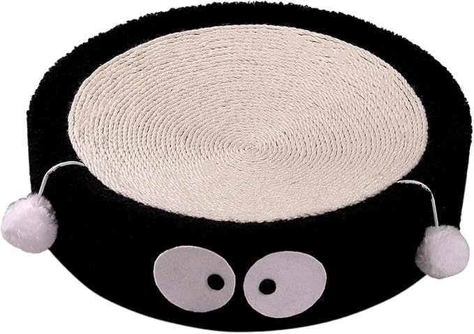 Cat Scratch Pad Bowl Nest Corrugated Cat Lounge Comfortable Claw with Interaction Ball Toy Furniture Protector, Black Circle