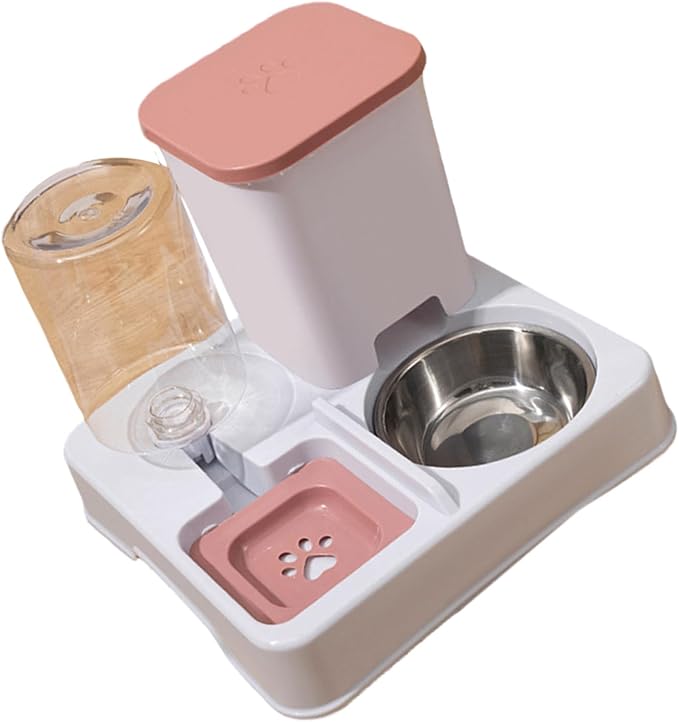 Automatic Water Dispenser and Food Feeder for Various Size Cats Container 2in1 Pet Watering and Feeding Station Feeder for Cats Dispenser