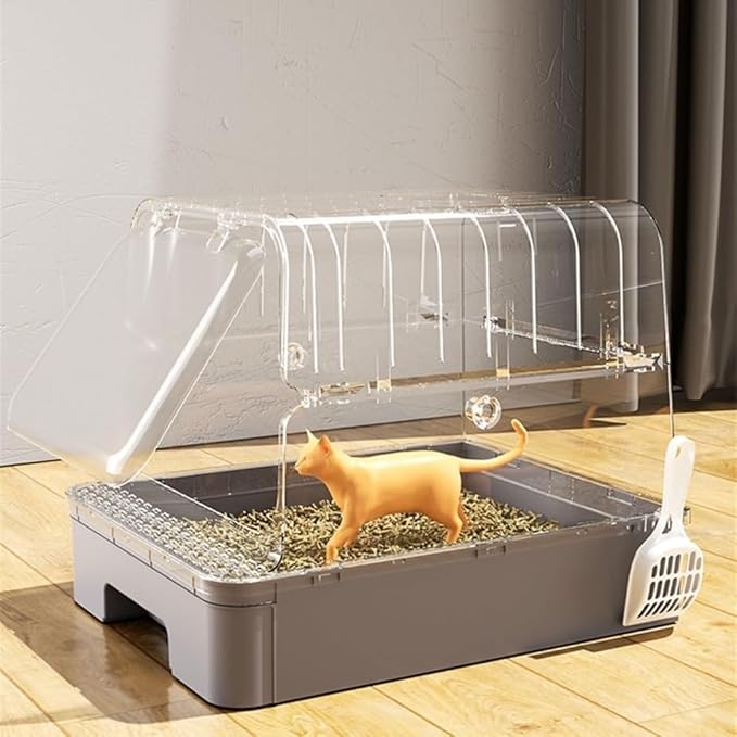 Pet Supplies, Enclosed Cat Litter Box with Door & Drawer, Anti-Splash Lid, Scoop Included(Yellow)