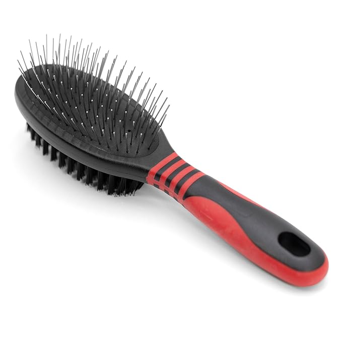 Jeffers Pet 2 Sided Pin Brush - Grooming Tool for Dogs, Cats, Small Animals, Pin Brush for Detangling & Nylon Bristles for Smooth Finish, Ergonomic Handle, Perfect for Medium to Long Coats