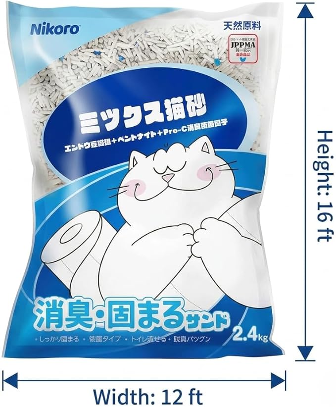 NIKORO Tofu Cat Litter,Strong Clumping Cat Litters,Odor Control and Unscented Ultra Absorbent Water Flushable Bentonite Tofu Cat Litter,Dust Free Scent Free,21 lbs(5.29 lbs×4Bags)