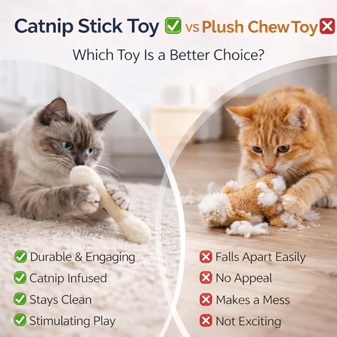 Cotton Swab Cat Toys with Catnip, 6 Pack Catnip Toys for Indoor Cats, Giant Kitty Kicker Plush Chew Sticks, Durable Felt Interactive Cat Toys for Kittens and Adult Cats (Orange)