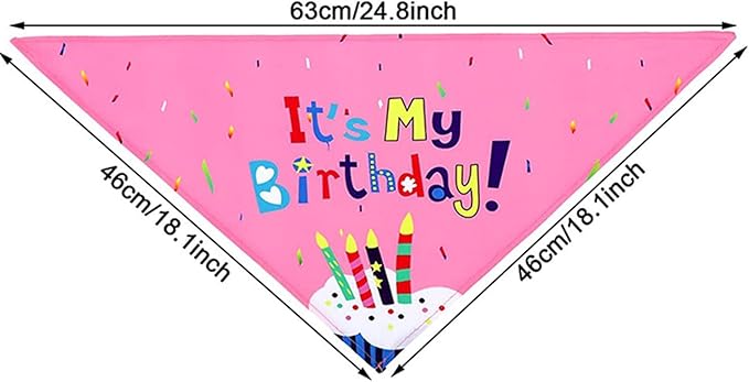 Dog Birthday Party Supplies with Bandana and Party Hat with Numbers, Happy Party Banner and Bollon for Small Middle Dogs Pink Birthday Girl Boy Scarf (Pink)