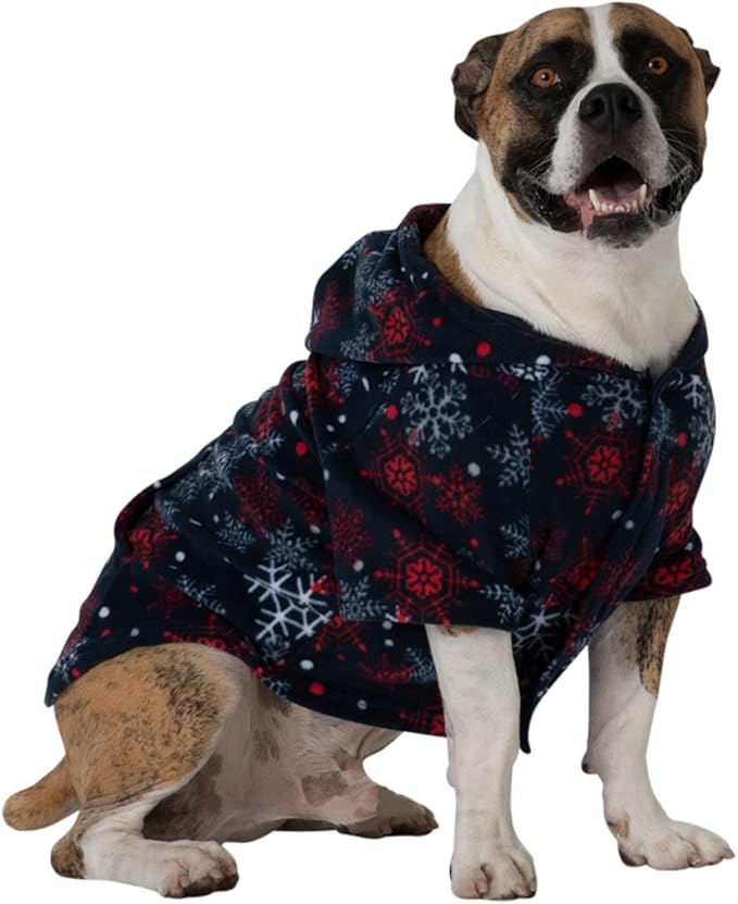 Pet Pjs - Winter Whiteout Pet Pjs Fleece Hoodie Sweaters - Medium (Fits Up to 25 lbs) - Pet - Medium (Fits Up to 25 lbs)
