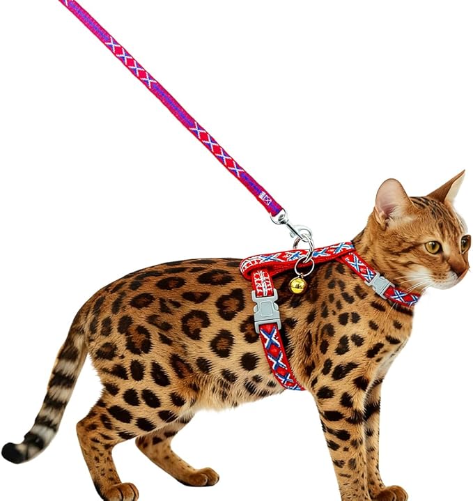 Freezx Cat Harness and Leash Set - Adjustable Escape Proof Cat Harness for Safe Walking - Lightweight Soft Travel Kitten Harness for Small Medium Cats