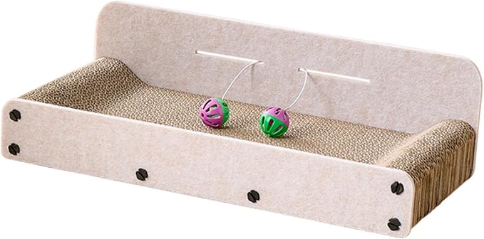 Cat Scratcher Lounge Bed Corrugated Paper Furniture Cute with Interactive Ball Accessory