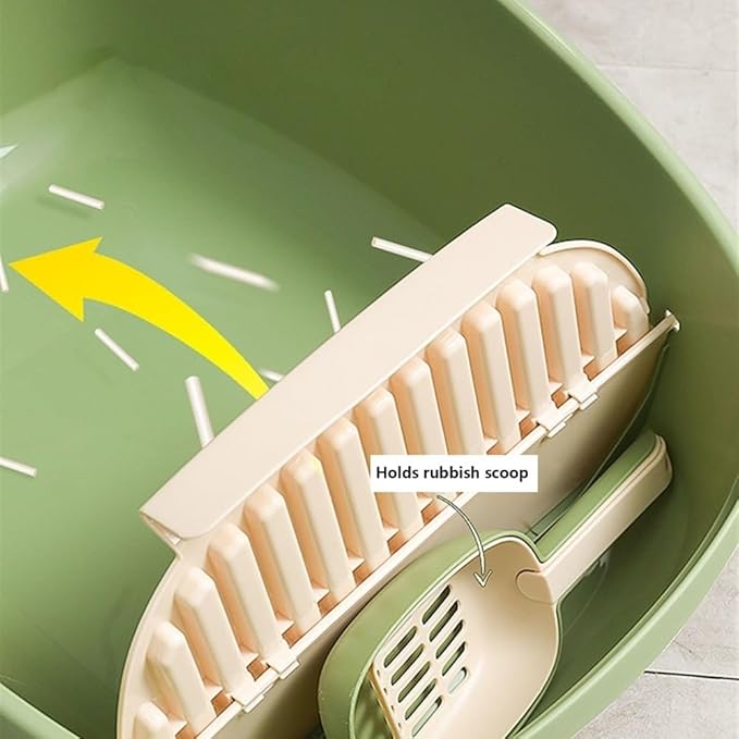 Pet Supplies, Enclosed Cat Litter Box for Large Cats, High Sided XL with Scoop(Green,Medium)