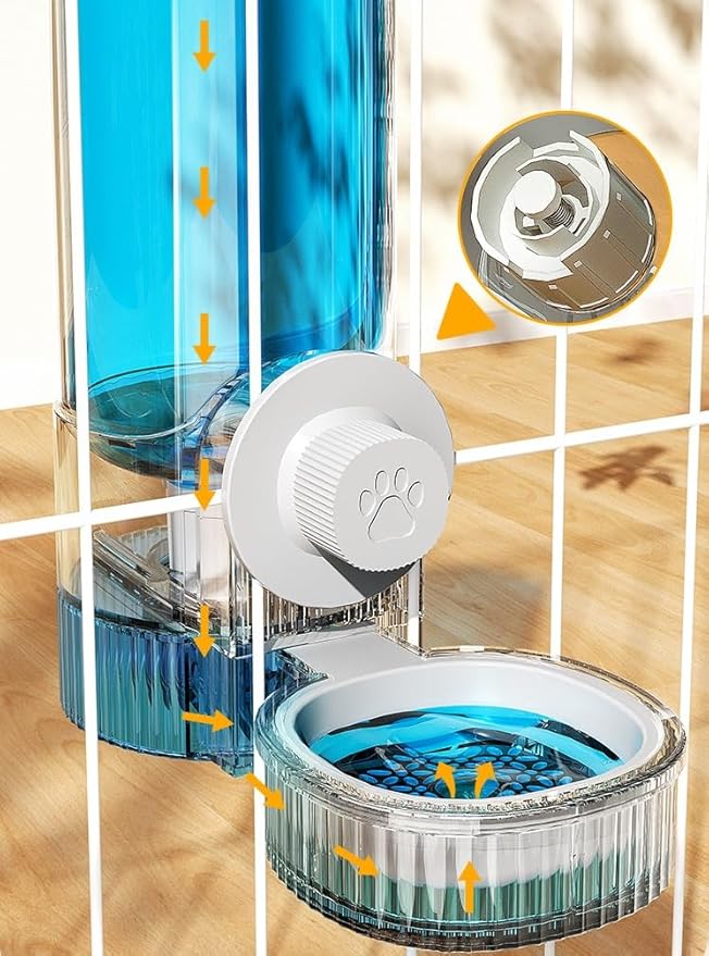Automatic Pet Feeder and Water Dispenser Set for Small Dog Cat Puppy Rabbit (Grey)