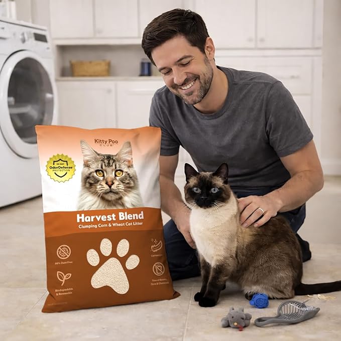 Kitty Poo Club Corn & Wheat Cat Litter โ Unscented, Superior Clumping, Maximum Odor Control, 99% Dust-Free, Fine & Lightweight Texture, Non-GMO, Biodegradable & Renewable