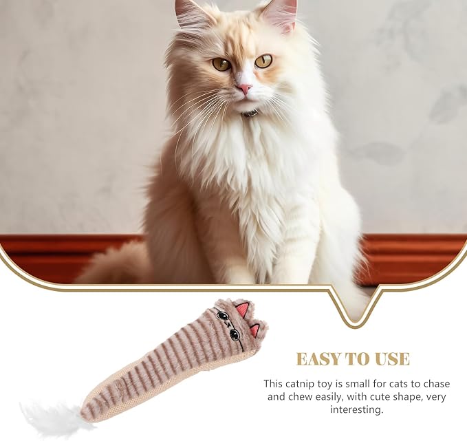 Catnip Stuffed Cat with Crinkle Paper Small Plush Interactive Molar Teething for Indoor Cats and Kittens