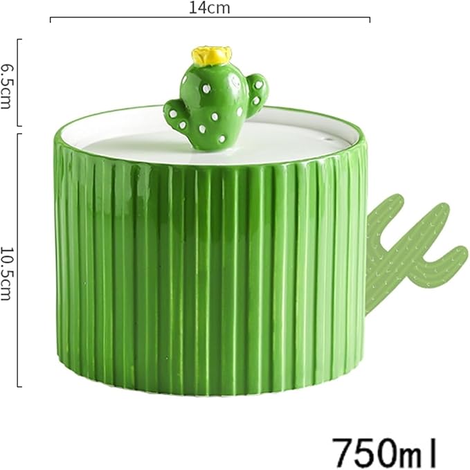 GeRRiT Ceramic Cat Water Fountain,Super Quiet Automatic Circulating Pet Drinking Dispenser,Cute Cactus Ceramic Pet Water Dispenser for Cats Kitty Dogs Multiple Pets