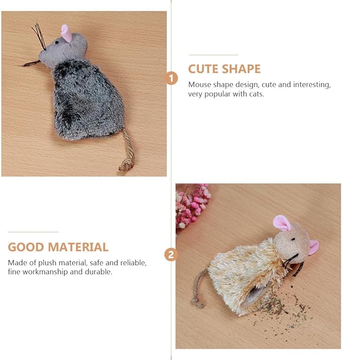 Ipetboom 9pcs Catnip Toys for Cats Refillable - Interactive Cat Chew Toys for Indoor with Natural Jute Tail and Long Fur - Durable Plush Mouse Pet Fun Tool for Hunting Boredom Relief