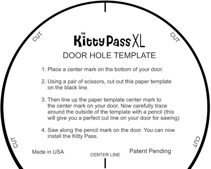 The Kitty Pass XL Cat Door for Interior Door - Cat Hole Kitty Door for Hidden Litter Box - Pet Door for Cats up to 30 lbs - Semi Gloss White Extra Large Cat Door Interior Door