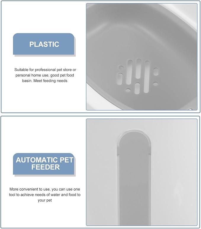 Automatic Pet Food Feeder and Water Dispenser, Large Capacity Dry and Wet Separation, Grey Pet Feeder Station for Cats and Dogs, Suitable for Multi-pet Feeding