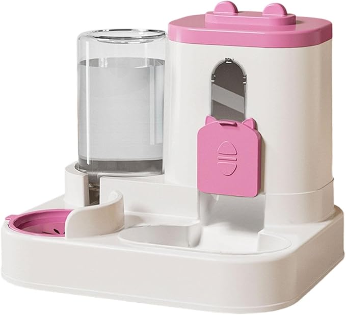 Automatic Pet Feeder and Waterer, Food and Water Dispenser, 2 in 1, Anti Slip Pet Supplies for Cats and Small Medium Dogs, Pink