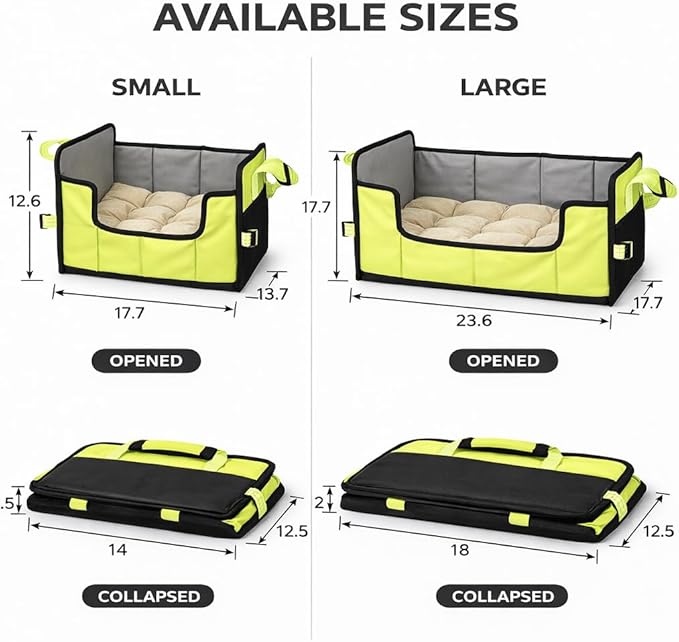 Pet Life ® 'Travel-Nest' Innovative Portable Travel Folding or Collapsible Cat and Dog Bed with Carrying Handle