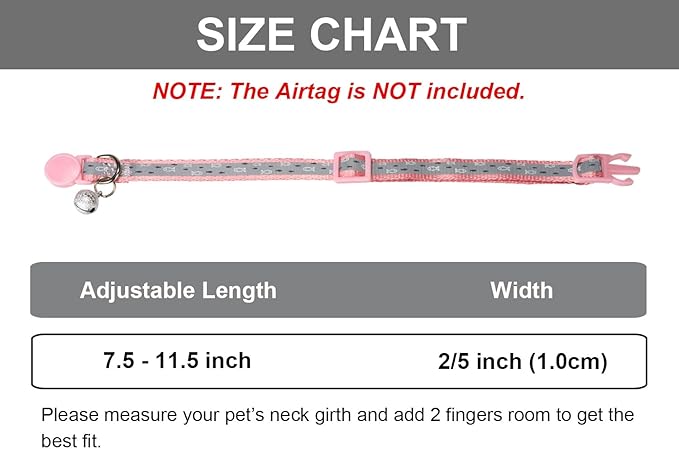 Reflective Cat Collar Safety Breakaway Nylon Kitten Collars with Bell for Female Girl Cats,Pink
