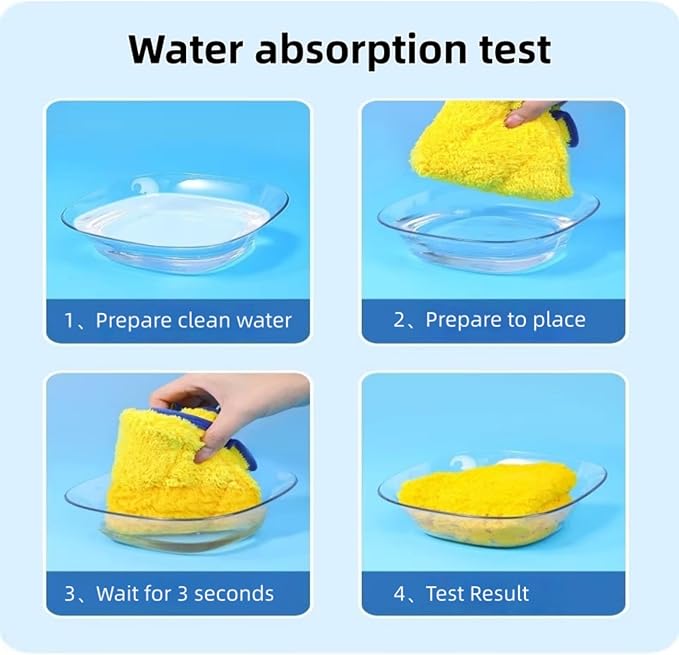 Microfiber Pet Drying Glove - Absorbent Dog & Cat Grooming Mitt, Quick Dry Bath Towel Glove for All Pets, One Size Fits All, 2 Pack (Blue/Yellow)