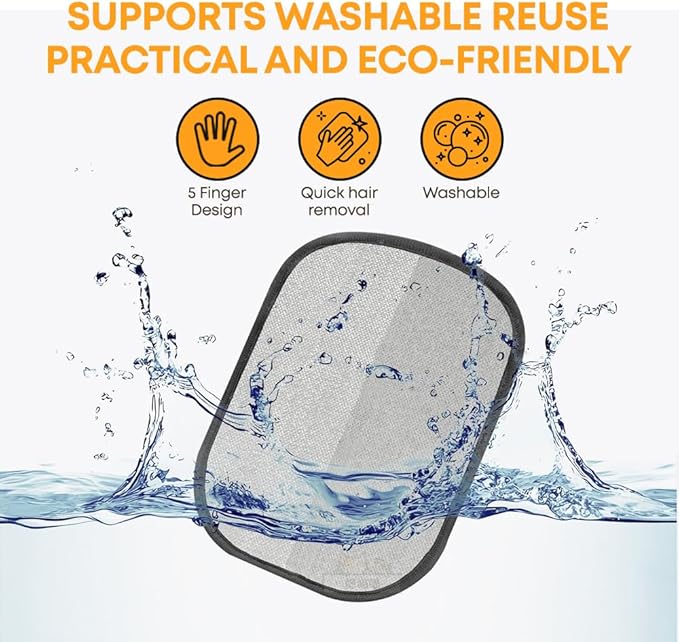 5‑Finger Pet Hair Remover Glove – Electrostatic Reusable & Washable Mitt for Cats & Dogs – Lint & Fur Removal for Clothing, Couch, Carpet & car interiors – Cleaning Comb Included (Black)