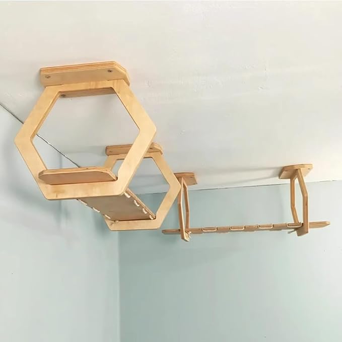 2Pcs Cat Bridge Shelves for Wall, Sky Corridor, Wooden Cat Wall Furniture, DIY Freedom Assembly