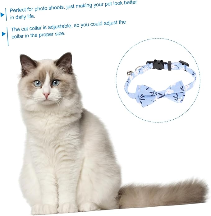 Beaupretty Cat Collar with Bowtie and Bell Cute Cat Collar for Kittens Portable Design for Comfort for Parties and Everyday Use Floral Pattern