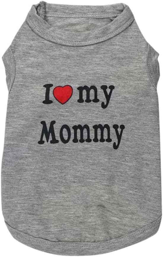 Pet Dog T-Shirt I Love My Daddy Mommy Vest Gift Costume Clothes for Small Puppy Cat Kitten Yorkshire Chihuahua Poodle Teacup Terrier Rabbit Baby Dogs (XS, Grey-M)