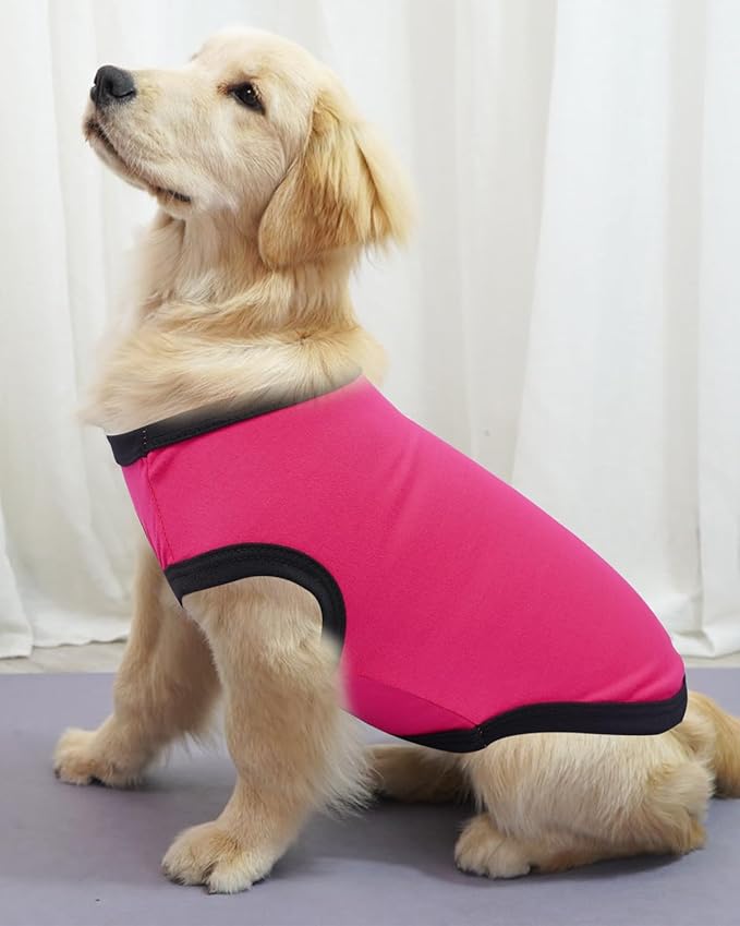 PET SHOW 4 Pack Blank Dog Shirts for Medium Large Dogs Female Tank Top Tee Solid Red Pink T-Shirts Pets Daily Plain Sleeveless Vest Dog Clothes Girls(Large)
