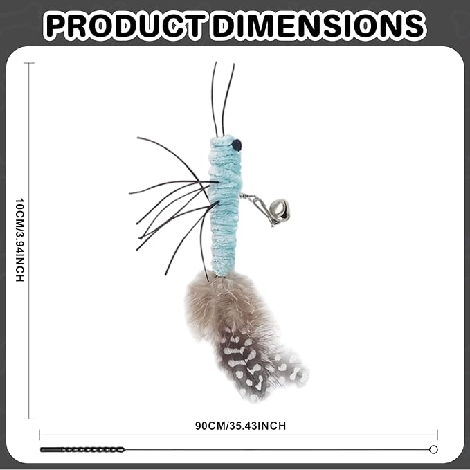 Walfront Interactive Cat Toy, Blue Dragonfly Feather Replacement Wand for Indoor Cats & Kittens — Stimulates Hunting Instinct, Relieves Boredom & Anxiety, Happy & Engaging Play for Busy Cat Parents