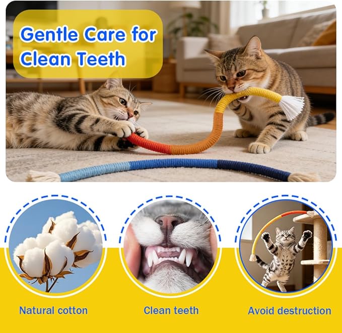 Retro Shaw Cat Toys Chew Ropes, 3Pcs, Kitten Toys for Indoor Cats with Refillable Natural Catnip, Safe Teeth Cleaning Chew Toys, Interactive Cat Nip String Kitty Toys (23.6 Inches)