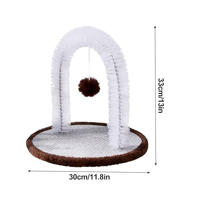 Cat Arch Self Groomer with Cat Toy Ball Cat Arch Scratcher Cat Hair Brush Cat Brush Arch Grooming Supplies Kitten Hair Massaging Brush with Dangling Ball