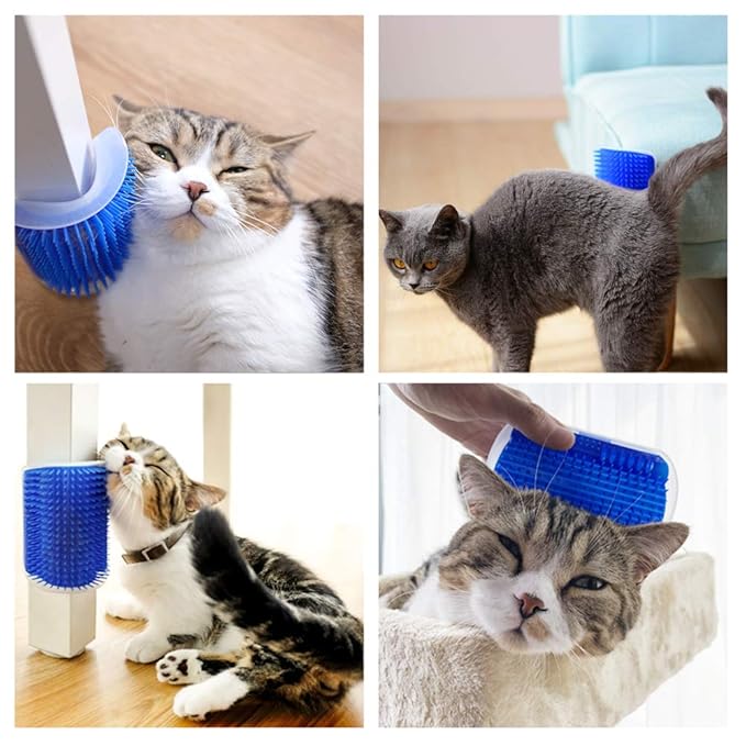 SweetPetGarden 2 Pack Softer Cat Self Groomer with Catnip Pouch, Wall Massage Scratcher Brush Comb
