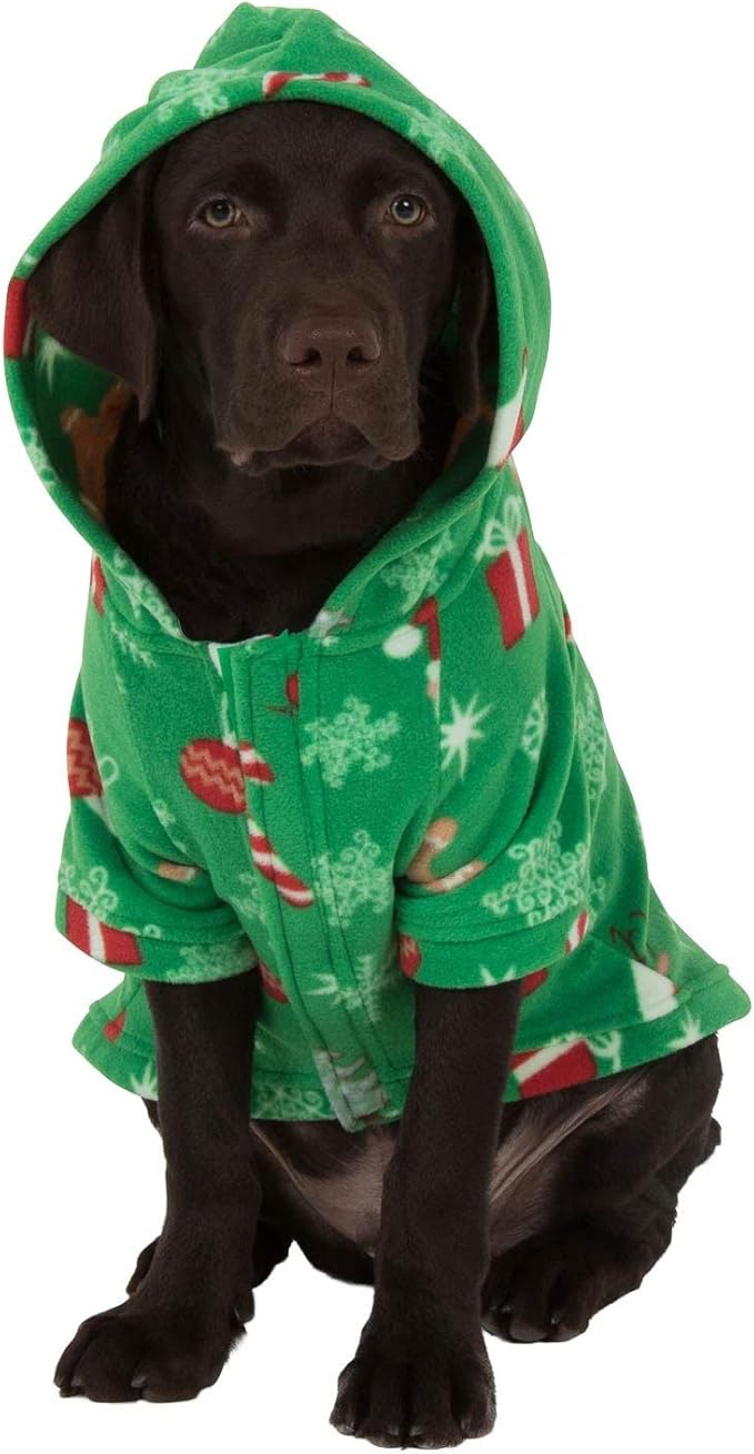 Pet Pjs - Tis The Season Pet Pjs Fleece Hoodie Sweaters - XSmall (Fits Up to 10 lbs) - Pet - XSmall (Fits Up to 10 lbs)