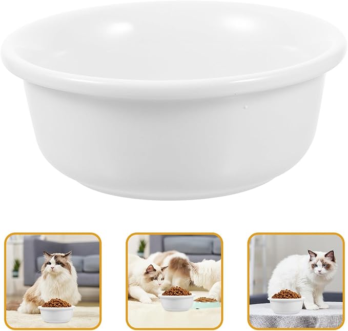 Ceramic Cat Bowl and Water Dish Single Beige Pet Feeding Bowl Sturdy Food Container for Indoor Cats and Small Puppies