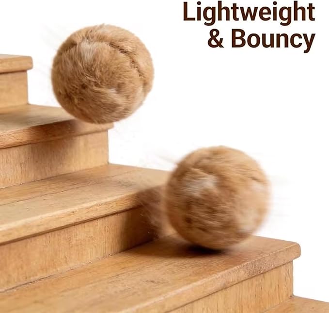 Rabbit Fur Ball Cat Toy, Soft Fluffy Rabbit Fur Cat Toys, Furry Catnip Rabbits Furs Balls with Washable & Fun to Chase, for Kicks & Games, for Indoor Exercise Ball & Bonding Cat (5PCS)
