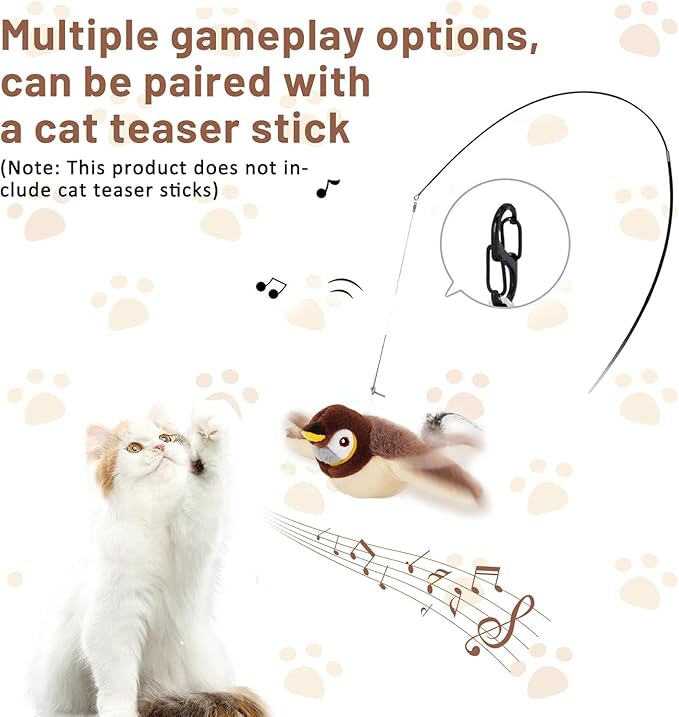 Esoes Cat Toys Flapping Bird (No Flying), Rechargeable Interactive Chirping Bird Cat Toy, Interactive Cat Exercise Toys for All Breeds Cat Kicker Catnip Toys
