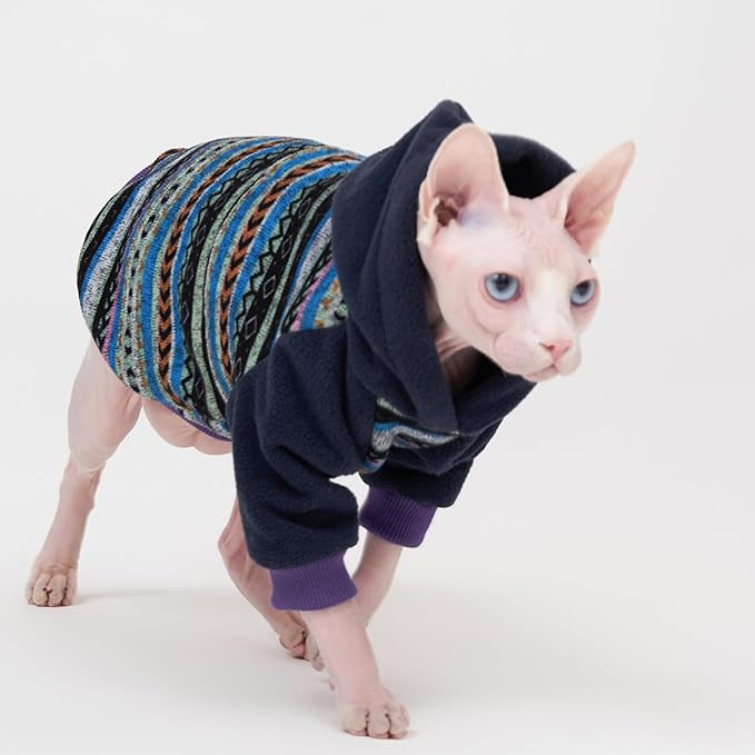 Sphynx Cat Hoodie SweaterWarm Fleece Sweater for cat, Knit Fleece Dog Clothes for Kitten Small Medium Dogs (X-Large)