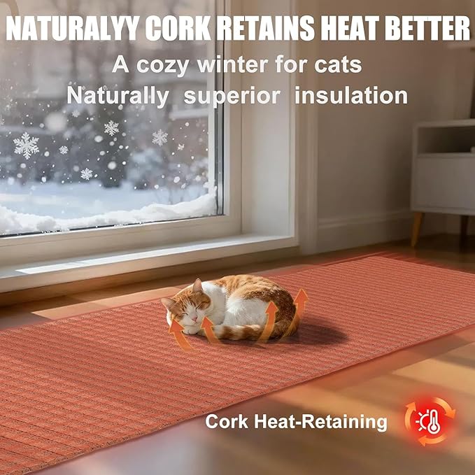 Natural Cork-Cat Scratch mat-Cat Scratch Pad Rug-cat Couch Protector-Scratch Furniture Protector for Post/Sofa/Floor-Wall Scratchers for Indoor-Carpets Scratching-Stretching- Kitty Gifts-Brown