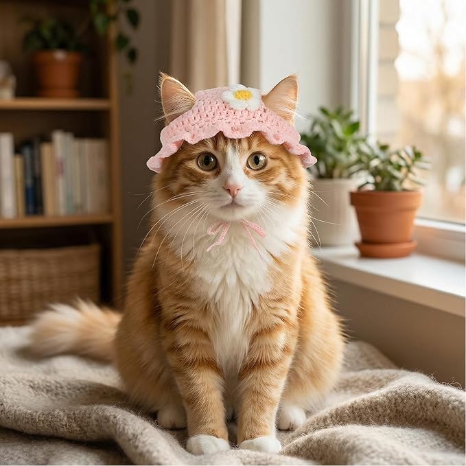 3pcs Frog and Strawberry Hat for Cat, Strawberry Dog Hat, Cute Pet Hats for Puppy Cat Kitten Dogs Birthday Party Christmas Halloween, 3 Colors