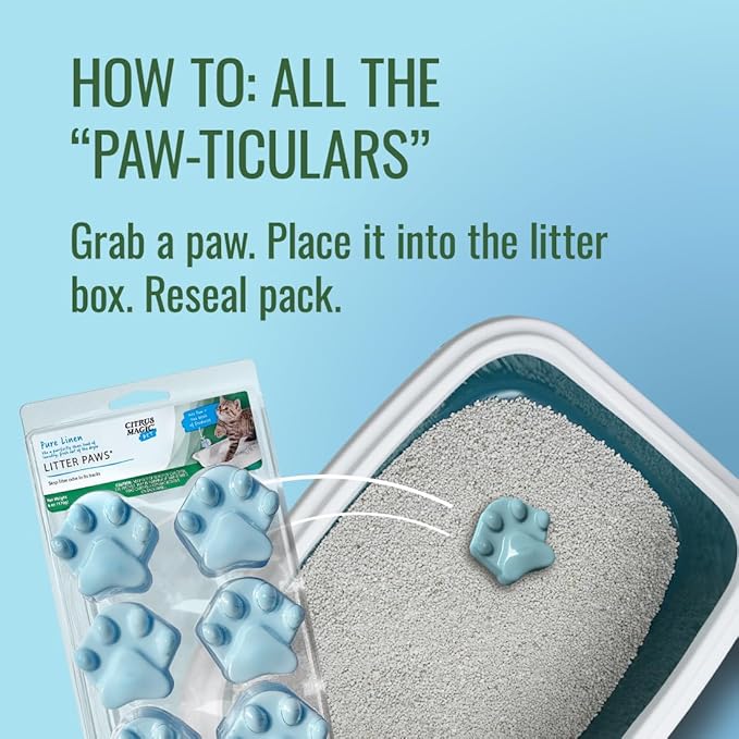 Citrus Magic Pet Odor Control Paws for Litter, Fresh Linen, 6-Count, Pack of 2