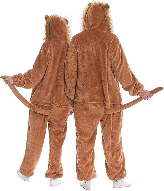 HSCTEK Fuzzy Teddy Fleece Adult Onesies Pajamas - Teen Long Sleeve Zip Up Hooded Blanket Sleep - One Piece Costume