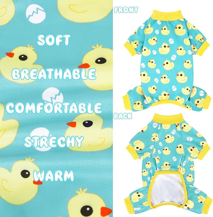 XPUDAC Dog Pajamas Soft Stretchy Duck Dog Clothes for Small Medium Dogs Pet Jumpsuit Cat Apparel-2XL