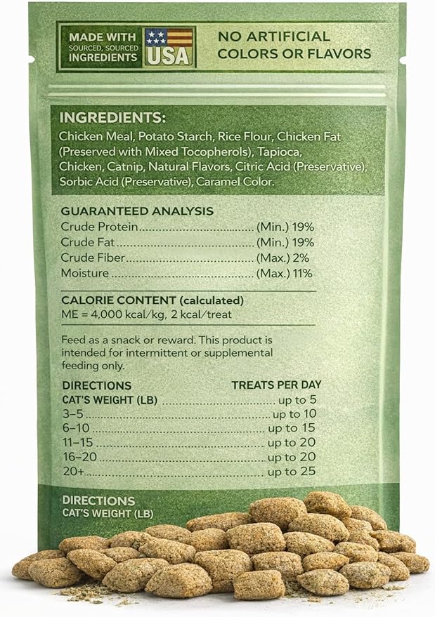 Catnip Cat Treats Bundle - Crunchy Soft Filled Bites + Chicken Puree Squeeze Tube - Healthy Training Treats Indoor Cats Kittens Senior - Low Calorie Food Topper No Artificial Flavors Wheat Soy Free