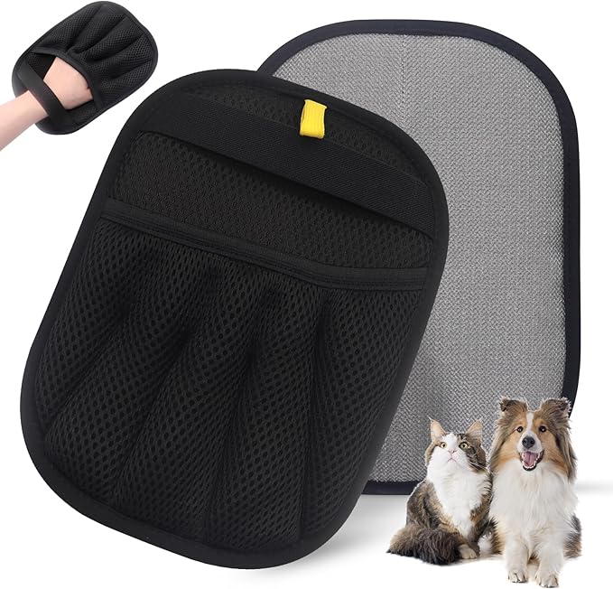 Pet Hair Removal Glove for Cats & Dogs, Upgraded Five-Finger Electrostatic Pet Hair Removal Tool, Reusable Magic Brush Pet Hair Remover for Laundry, Couch, Carpet, Car Seat & Clothing (Iron)