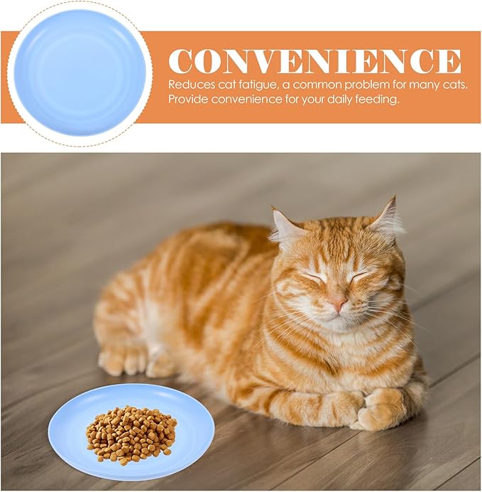 Cabilock 4pcs Cat Food Bowls Set Shallow Round Flat Pet Bowls 15cm Sturdy Plastic Cat Plates Multi-Color Feeding and Watering Dishes
