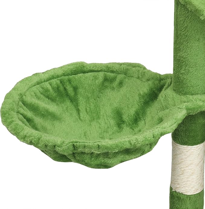 VINGLI Cat Tree, Cat Tower with Leaves, Cat Condo for Indoor Kittens, Cats Activity Center with Cozy Hammock, Sisal Scratching Posts, Green (48" H)